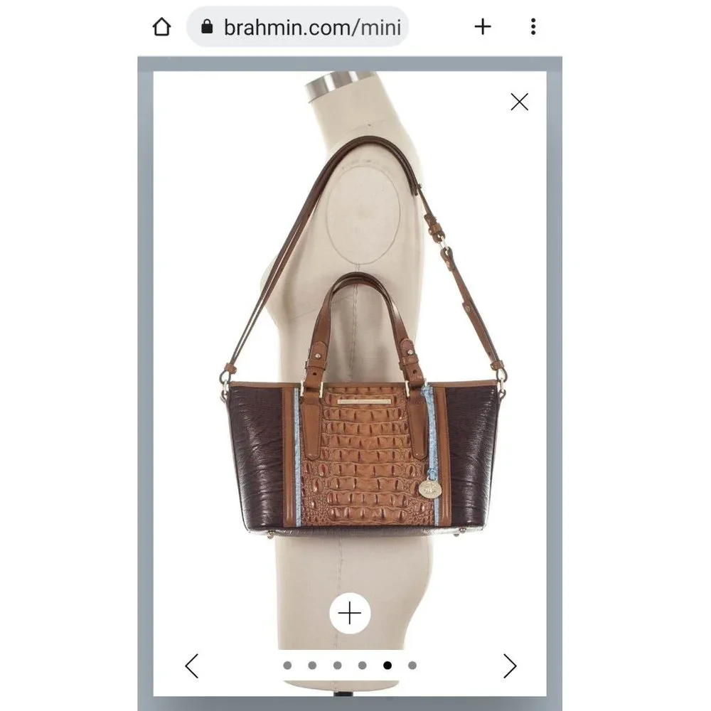 Brahmin Mini Asher Satchel & Ady Wallet. Toasted Almond Garrone Embossed Leather - Picture 3 of 16
